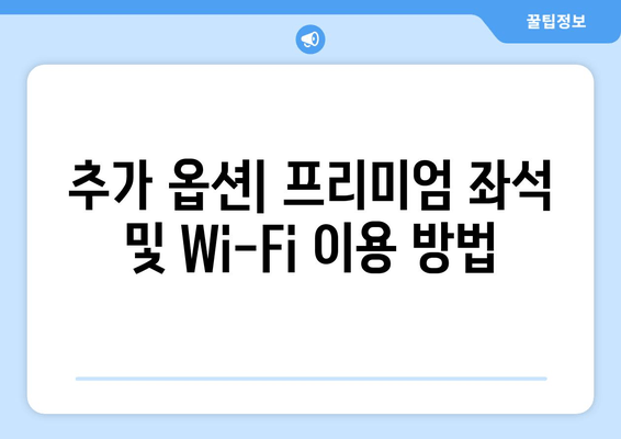 추가 옵션| 프리미엄 좌석 및 Wi-Fi 이용 방법