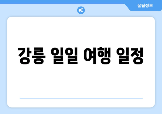 강릉 일일 여행 일정