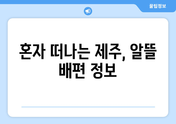 혼자 떠나는 제주, 알뜰 배편 정보