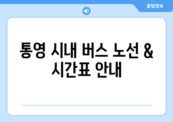 통영 시내 버스 노선 & 시간표 안내
