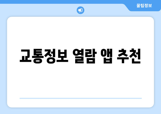 교통정보 열람 앱 추천