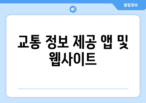 교통 정보 제공 앱 및 웹사이트