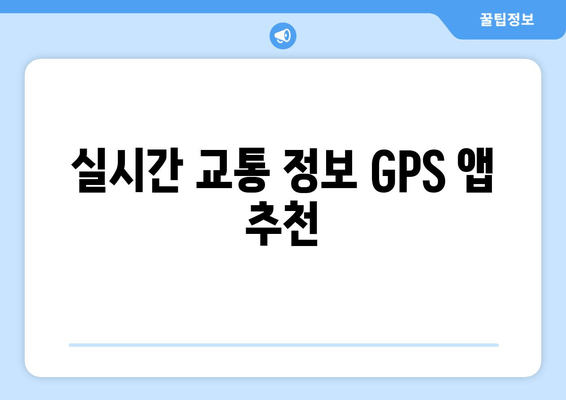 실시간 교통 정보 GPS 앱 추천