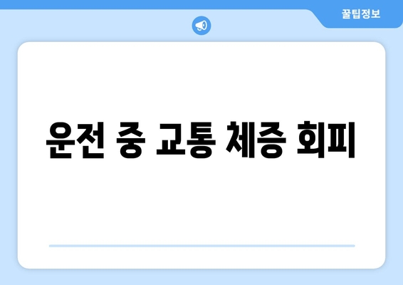 운전 중 교통 체증 회피