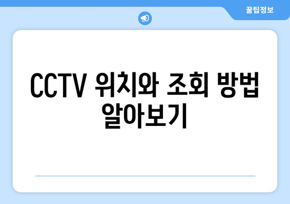 CCTV 위치와 조회 방법 알아보기