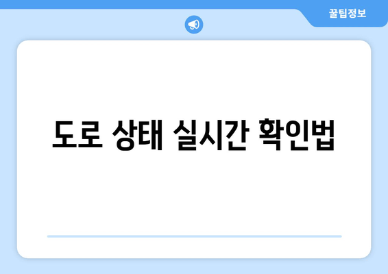 도로 상태 실시간 확인법