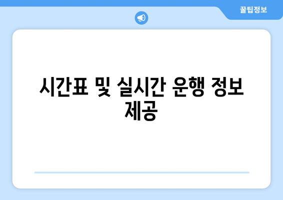 시간표 및 실시간 운행 정보 제공