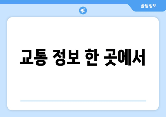 교통 정보 한 곳에서