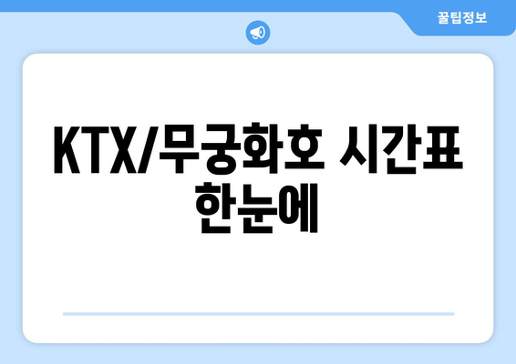 KTX/무궁화호 시간표 한눈에