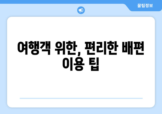 여행객 위한, 편리한 배편 이용 팁