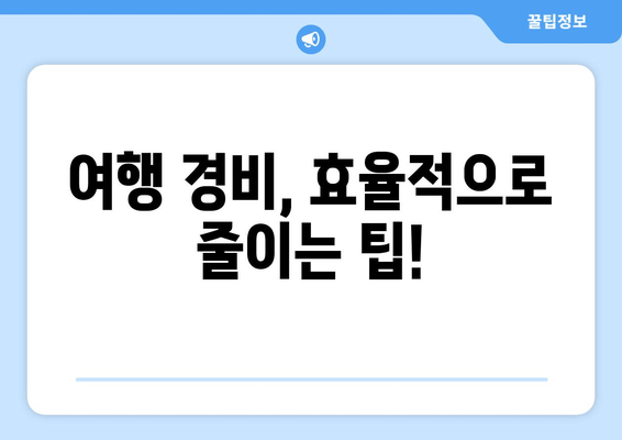 여행 경비, 효율적으로 줄이는 팁!