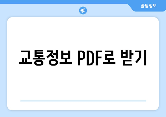 교통정보 PDF로 받기