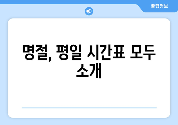 명절, 평일 시간표 모두 소개