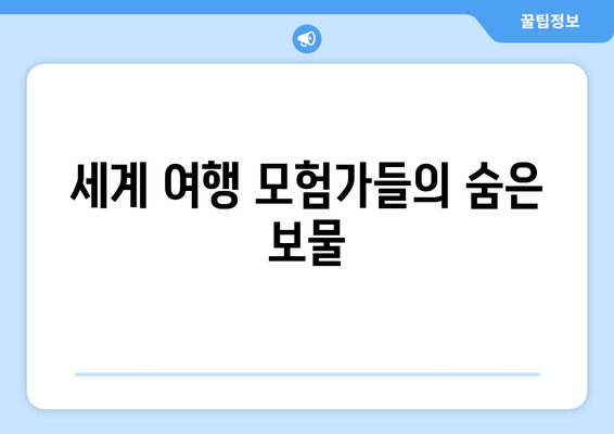 세계 여행 모험가들의 숨은 보물