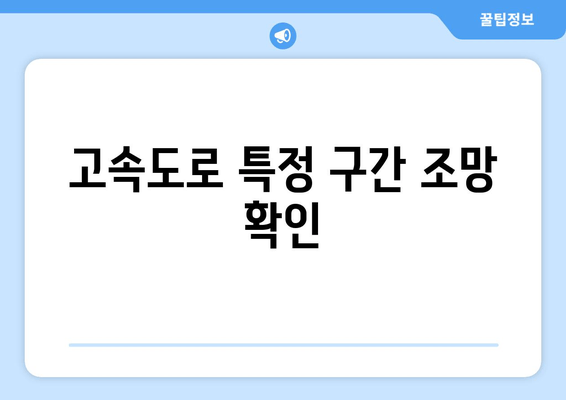 고속도로 특정 구간 조망 확인