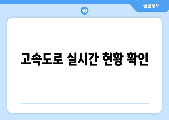 고속도로 실시간 현황 확인