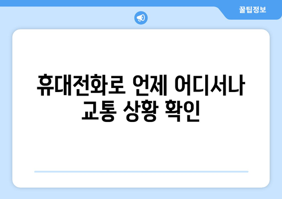 휴대전화로 언제 어디서나 교통 상황 확인