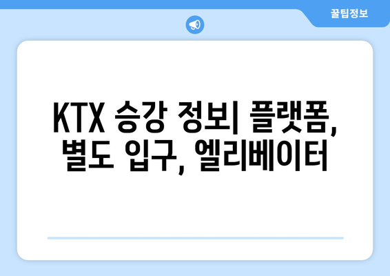 KTX 승강 정보| 플랫폼, 별도 입구, 엘리베이터