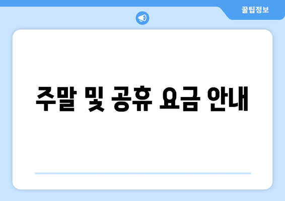 주말 및 공휴 요금 안내