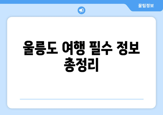 울릉도 여행 필수 정보 총정리