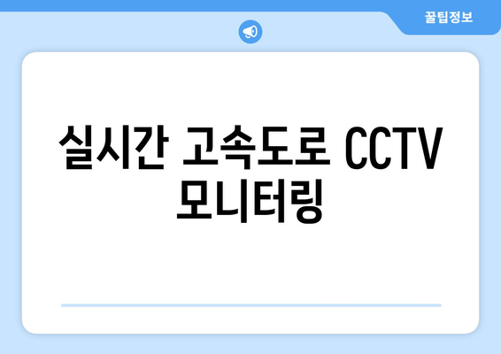 실시간 고속도로 CCTV 모니터링