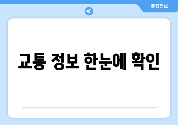 교통 정보 한눈에 확인