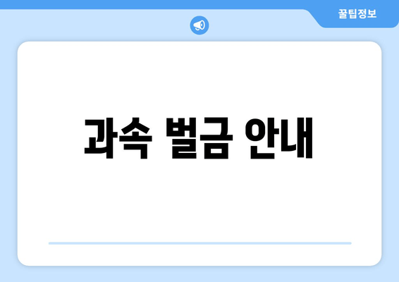 과속 벌금 안내