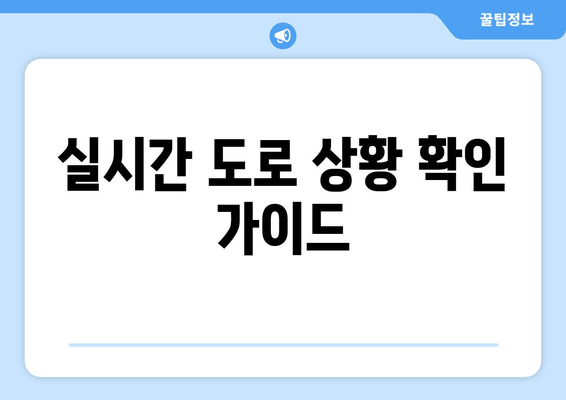 실시간 도로 상황 확인 가이드
