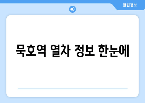 묵호역 열차 정보 한눈에