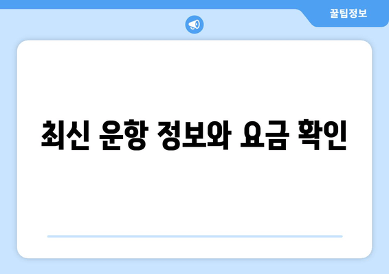 최신 운항 정보와 요금 확인