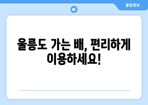 울릉도 가는 배, 편리하게 이용하세요!