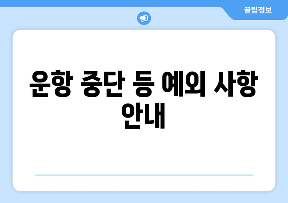 운항 중단 등 예외 사항 안내