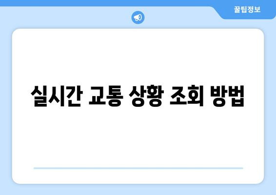 실시간 교통 상황 조회 방법