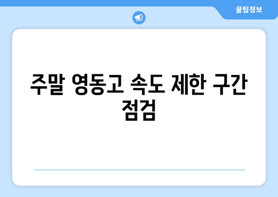 주말 영동고 속도 제한 구간 점검