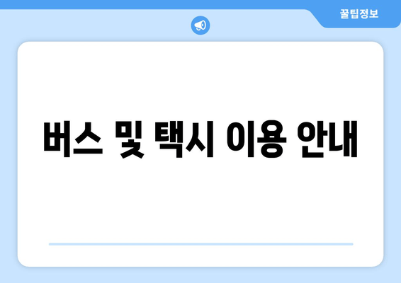 버스 및 택시 이용 안내