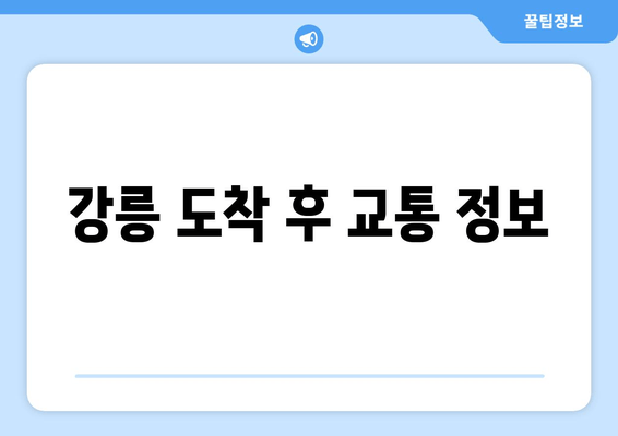 강릉 도착 후 교통 정보