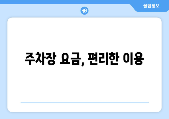 주차장 요금, 편리한 이용