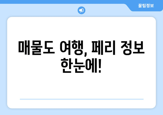 매물도 여행, 페리 정보 한눈에!