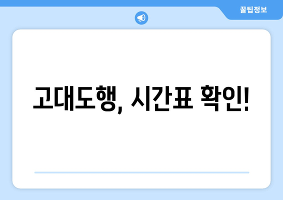 고대도행, 시간표 확인!