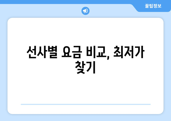 선사별 요금 비교, 최저가 찾기