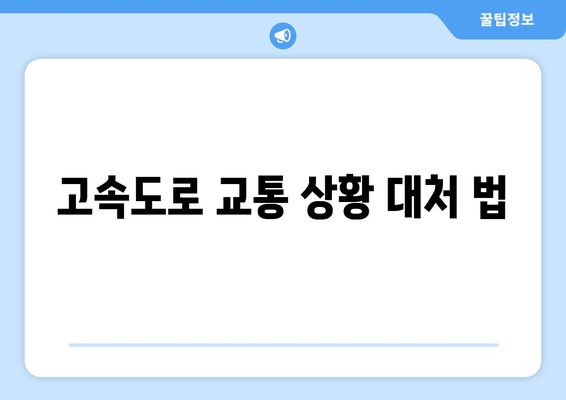 고속도로 교통 상황 대처 법