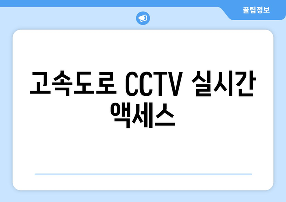 고속도로 CCTV 실시간 액세스