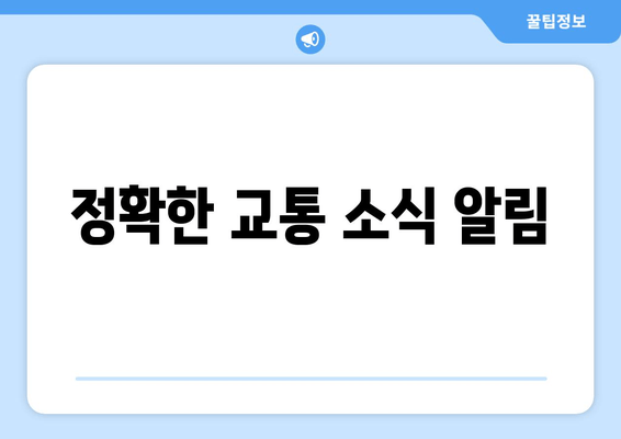 정확한 교통 소식 알림