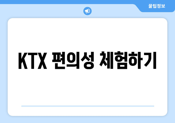 KTX 편의성 체험하기