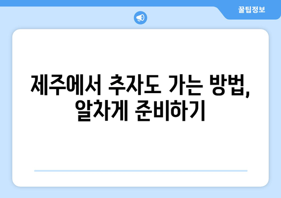 제주에서 추자도 가는 방법, 알차게 준비하기