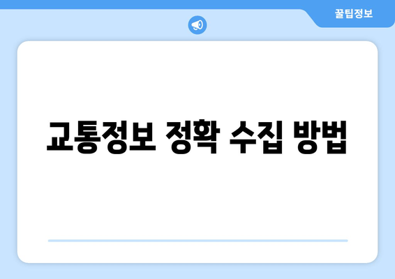 교통정보 정확 수집 방법