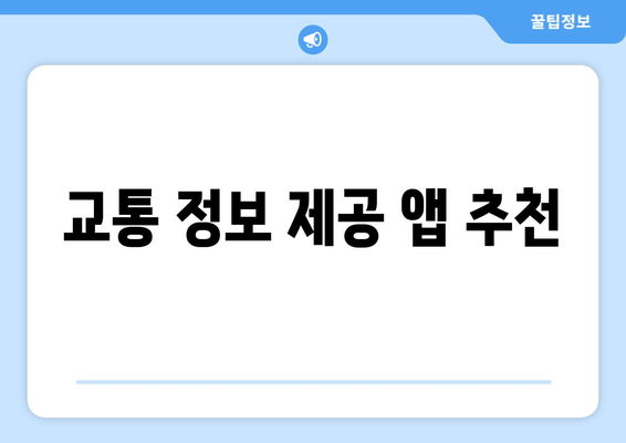 교통 정보 제공 앱 추천