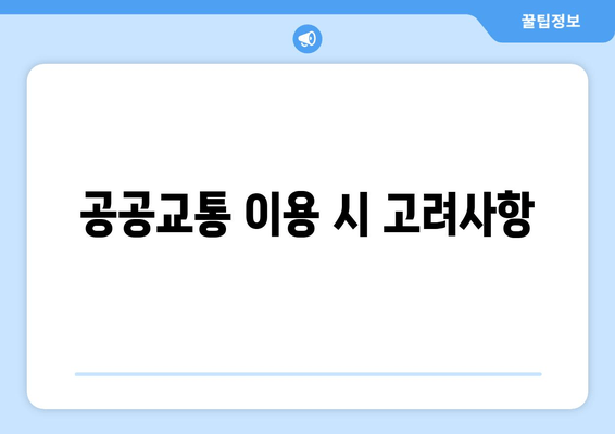 공공교통 이용 시 고려사항