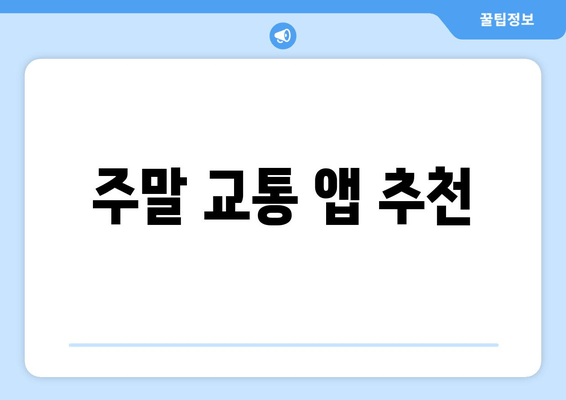주말 교통 앱 추천