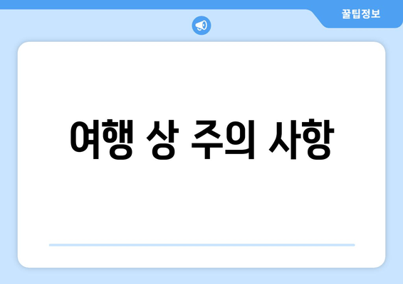 여행 상 주의 사항